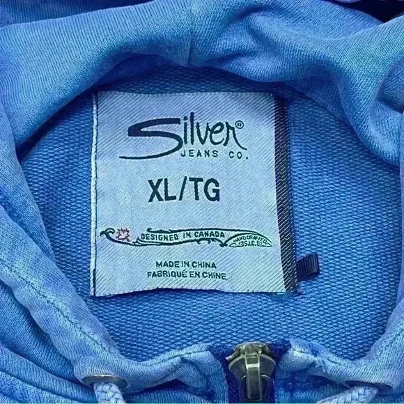 Silver jeans blue XL zip up lightweight jacket distressed designed for comfort - Picture 5 of 8